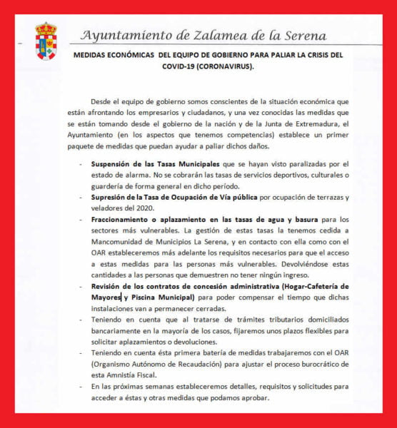 MEDIDAS ECONÓMICAS DEL EQUIPO DE GOBIERNO PARA PALIAR LA CRISIS DEL ...