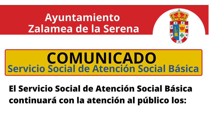 El Servicio Social de Atención Social Básica continuará con la atención al público los martes, miércoles y jueves, de 10 a 13 Horas