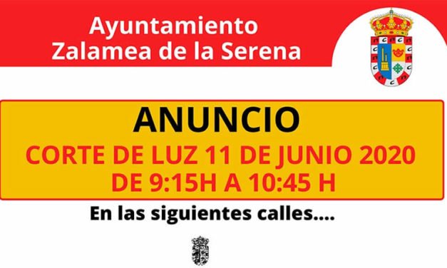 ANUNCIO Corte de Luz día 11 de junio 2020 de 9:15 h a 10:45 h