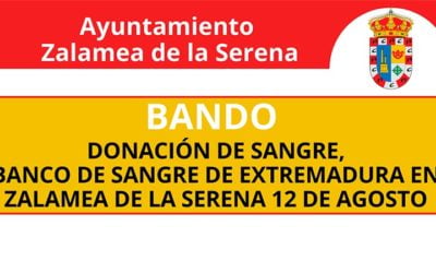 DONANCIÓN DE SANGRE, BANCO DE SANGRE DE EXTREMADURA EN ZALAMEA DE LA SERENA 12 DE AGOSTO