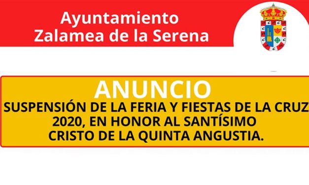 Suspensión de la Feria y Fiestas de la Cruz 2020, en Honor al Santísimo Cristo de la Quinta Angustia.