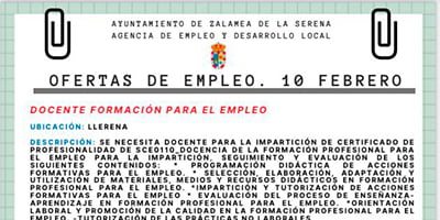 OFERTAS DE EMPLEO 10 de febrero 2021