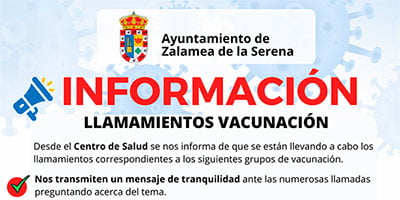 Llamamiento vacunación zalamea de la serena