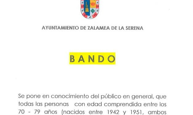 BANDO covid-19 AYUNTAMIENTO DE ZALAMEA DE LA SERENA