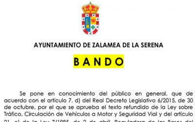 BANDO: Corte del tráfico de vehículos conmotivo de la celebración de las Procesiones de Semana Santa en Zalamea de la Serena