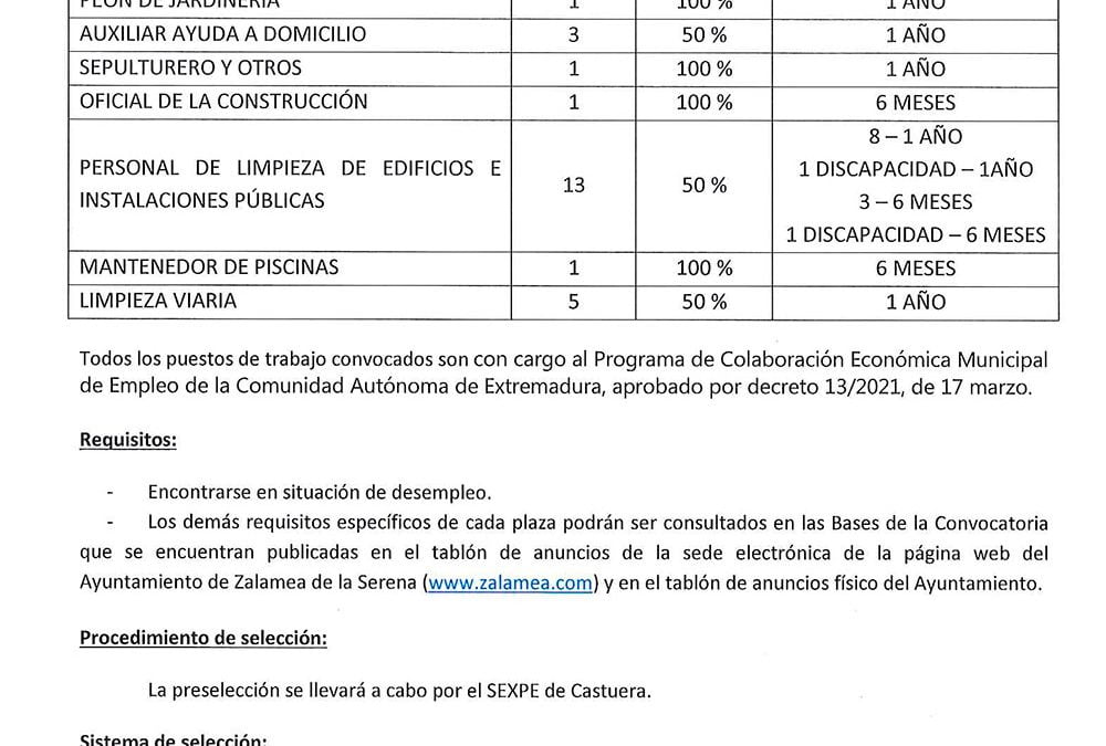 ANUNCIO:CONVOCATORIA DE SELECCIÓN DE VARIOS PUESTOS DE TRABAJO.