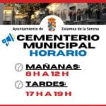 📣 INFORMACIÓN DE INTERÉS: Nuevo horario Cementerio Municipal de Zalamea de la Serena