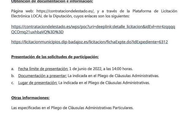 ANUNCIO<br>Abierto el plazo de Licitación Expediente de Contratación 4/2022 «EXPLOTACIÓN Y<br>SERVICIO DE BAR-CAFETERIA DEL HOGAR CLUB DE MAYORES DEL AYUNTAMIENTO DE<br>ZALAMEA DE LA SERENA»