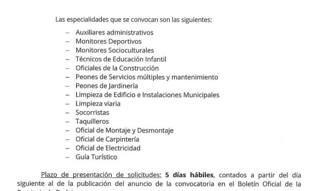 ANUNCIO: Convocatoria bolsa de trabajo mayo 2022 Zalamea de la Serena