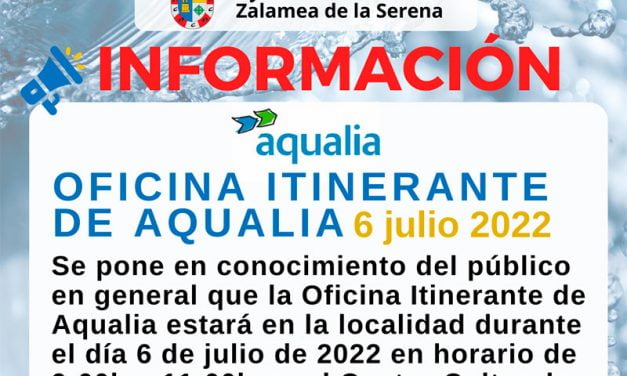 ANUNCIO Oficina Itinerante de Aqualia el dia 6 de julio 2022