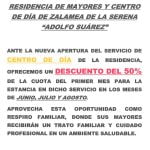 ANUNCIO Residencia de Mayores y Centro de día de Zalamea de la Serena Adolfo Suárez