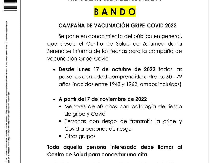 BANDO Campaña de vacunacion Gripe-Covid 2022