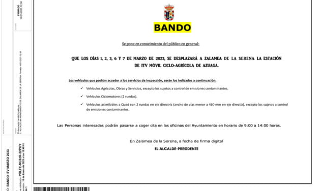 BANDO ITV Móvil Ciclo-Agrícola marzo 2023