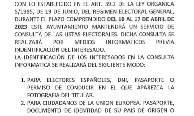Servicio de consulta de las listas electorales mayo 2023
