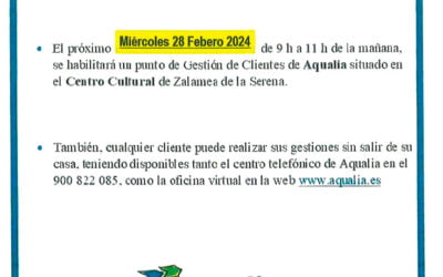 Aqualia informa Punto de Gestión de Clientes de Aqualia
