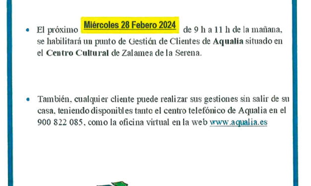 Aqualia informa Punto de Gestión de Clientes de Aqualia