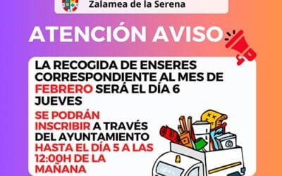 ATENCIÓN AVISO Recogida de enseres Febrero 2025