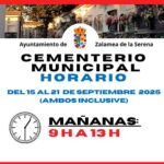 Horario del Cementerio Municipal con motivo de la Feria y Fiestas de la Cruz 2025.