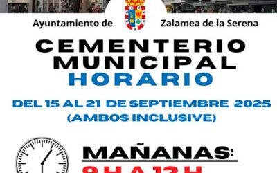 Horario del Cementerio Municipal con motivo de la Feria y Fiestas de la Cruz 2025.
