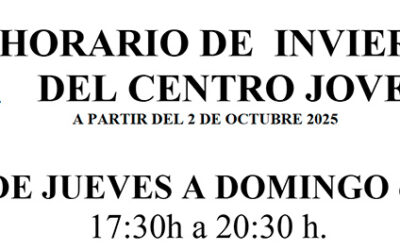Horario de invierno del Centro Joven