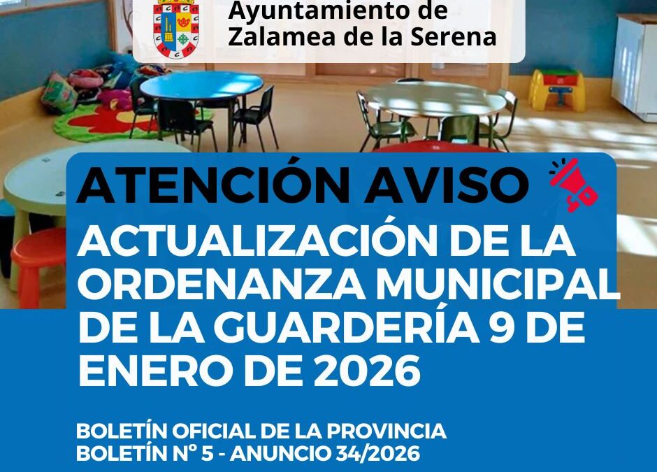 Actualización de la Ordenanza Municipal de la Guardería 9 de enero de 2026