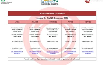Planning de atención al consumidor del 25 al 29 de mayo de 2026