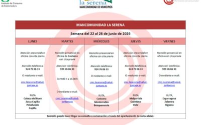 Planning de atención al consumidor para la semana del 22 al 26 de junio de 2026.