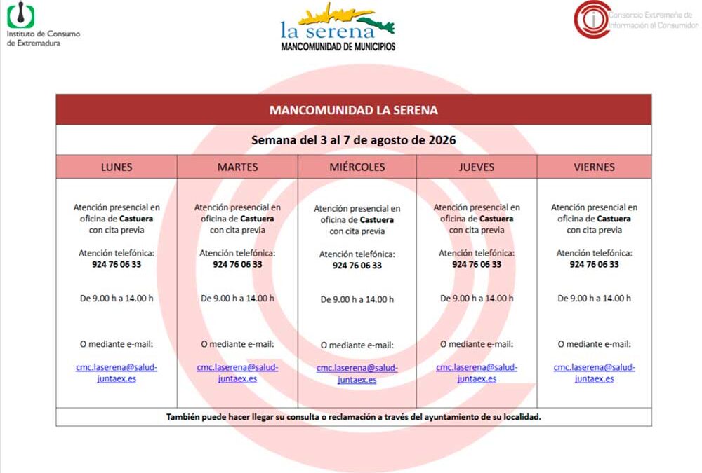 REMISIÓN PLANNING Semana del 3 al 7 de AGOSTO de 2026 MANCOMUNIDAD LA SERENA