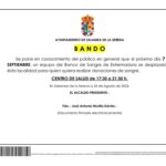 BANDO DONACIÓN DE SANGRE 7 de septiembre 2026