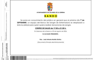 BANDO DONACIÓN DE SANGRE 7 de septiembre 2026