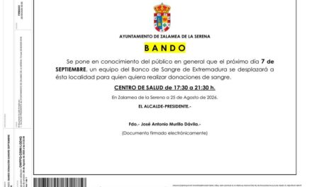 BANDO DONACIÓN DE SANGRE 7 de septiembre 2026