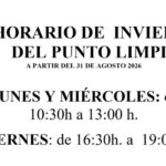 HORARIO DE INVIERNO DEL PUNTO LIMPIO A PARTIR DEL 31 DE AGOSTO 2026