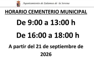 HORARIO CEMENTERIO MUNICIPAL SEPTIEMBRE 2026