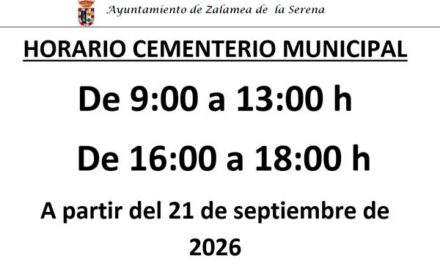 HORARIO CEMENTERIO MUNICIPAL SEPTIEMBRE 2026
