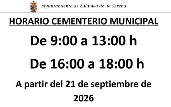HORARIO CEMENTERIO MUNICIPAL SEPTIEMBRE 2026
