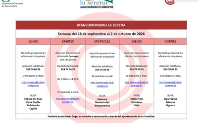 CENTRO MANCOMUNADO DE CONSUMO. LA SERENA. HORARIO SEMANAL DE ATENCIÓN AL PÚBLICO