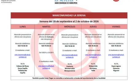 CENTRO MANCOMUNADO DE CONSUMO. LA SERENA. HORARIO SEMANAL DE ATENCIÓN AL PÚBLICO
