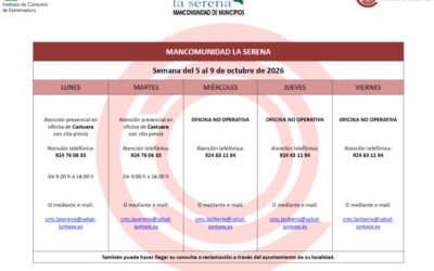 CENTRO MANCOMUNADO DE CONSUMO. LA SERENA. HORARIO MENSUAL DE ATENCIÓN AL PÚBLICO