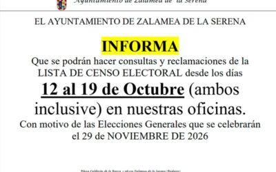 EL AYUNTAMIENTO DE ZALAMEA DE LA SERENA INFORMA