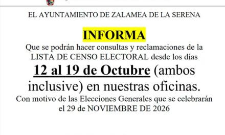 EL AYUNTAMIENTO DE ZALAMEA DE LA SERENA INFORMA